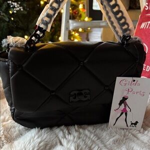 Gilda Paris black quilted chain handbag purse crossbody bag